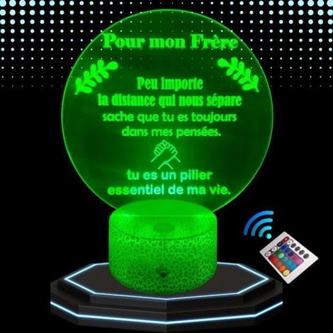 Lampe de chevet 3D LED ACKERMAN – fabriquée en France, multicolore, tactile et avec télécommande – lampe décorative (1/5)