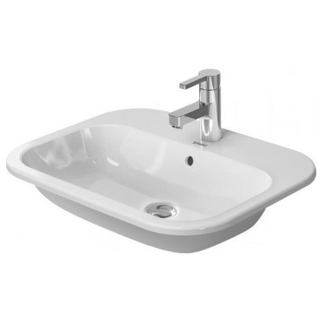 Duravit lavabo encastré Happy D.2, 600x460 mm, 1 trou pour robinet, trop-plein, avec banquette pour robinet, Coloris: Blanc - 0483600000