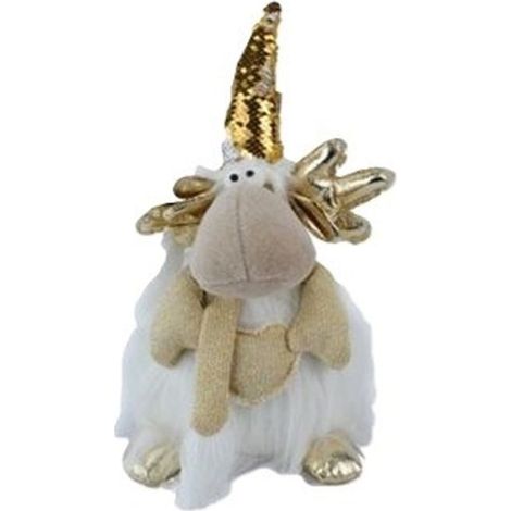 TrAdE Shop Traesio - Pupazzo A Forma Di Renna Decorazione Natalizia Natale In Stoffa Oro 36 Cm Media K6873 -
