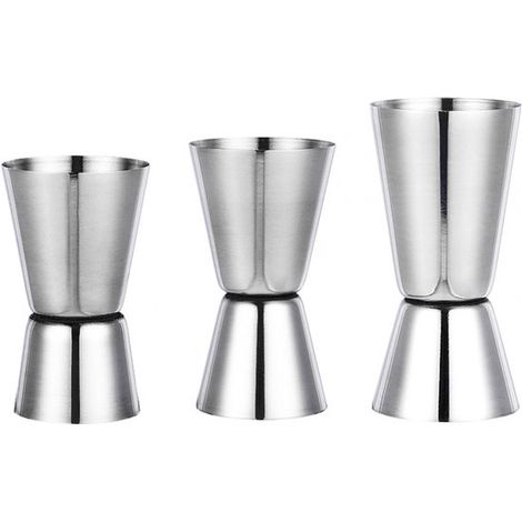 Doseur à cocktails - Lot de 3 - Acier inoxydable - 15 ml / 30 ml - 20 ml / 40 ml - 25 ml / 50 ml - Doseur à shots - Doseur à boissons - Doseur à cocktails - Petit verre doseur - Doseur à cocktails (1/5)