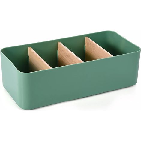 Boîtes de rangement personnalisables avec compartiments pour bureau à domicile, boîtes en bois empilables épaisses et durables avec séparateurs amovibles, faciles à nettoyer (1/5)