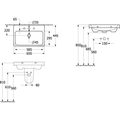Villeroy & Boch 4A876601 lavabo Architectura 650x445 mm