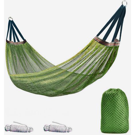 Hamac extérieur en maille de soie glacée vert militaire 260 x 130 cm 1 pièce anti-roulement pour le camping (1/5)