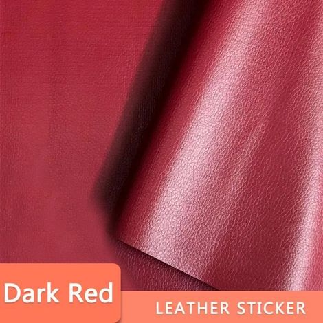 Papier peint,Patch de réparation auto-adhésif en cuir PU,pour sièges de voiture,papier peint imperméable- Dark Red -50CM x 137CM[B]