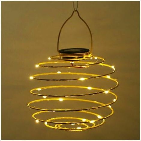 Lampes solaires spirales, lanternes suspendues en fer forgé, lampes LED étanches pour jardin, terrasse, allée, décoration de jardin, lot de 2-AquaForge