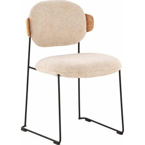 Chaise en tissu beige piètement métal noir - beige, naturel et noir (1/4)