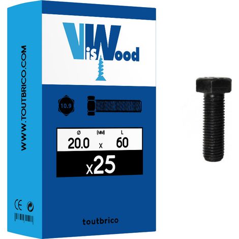 Corps de boulon à tête héxagonale en acier DIN 933 - VISWOOD - 20 - 60