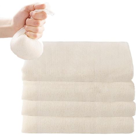 4 Pcs Tissu de coton de qualité alimentaire pour cuit-vapeur, Filtre Tissu en Coton à Confiture Non Blanchi Réutilisable, etamine alimentaire pour Égoutter, Cuisiner, Beurre, 50x50cm (1/5)