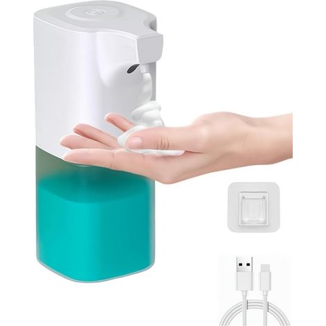 Dispenser di sapone automatico, impermeabile, dispenser di sapone elettrico con sensore a infrarossi, non richiede foratura, ricaricabile tramite USB, dispenser di sapone in schiuma (1/5)