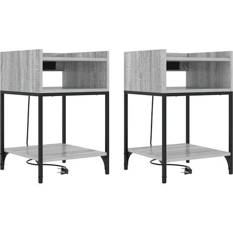 Lot de 2 Table de chevet,Cabinet de chevet,Table de nuit avec étagère Sonoma gris 40 x 40 x 61 cm CFW618473 (1/5)