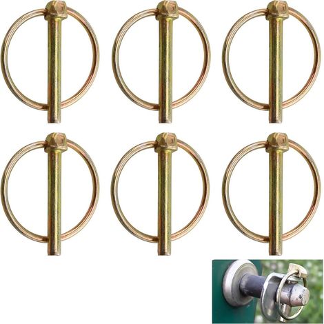 Goupilles Clips, 6 Piece Goupille Agricole, Goupilles de Sécurité Rondes, Goupilles Clips Agricoles avec Anneau, Goupille de Sécurité, Goupille D'attache Rapide, M4.5 Bushing Pin, pour Tracteurs (1/5)