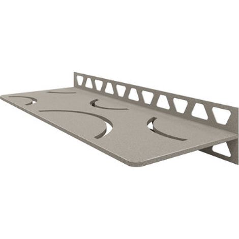 Schlüter-Systems Kg Deutschland – Tablette de douche CURVE W-S1 – Aluminium structuré gris pierre – Fixation sans perçage – Épaisseur 4mm pour murs carrelés