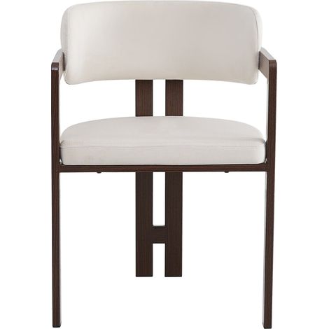 Lot de 2 Chaises avec Accoudoirs – Velours Beige & Structure Effet Noyer (1/5)