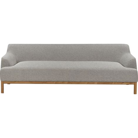 Sofá 3 plazas elegante tela poliéster patas de madera sala de estar gris Sosjo