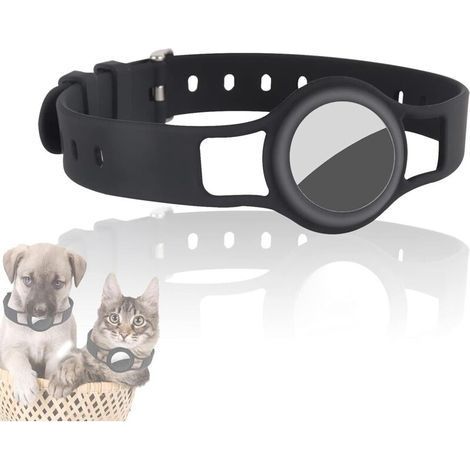 SiliCone Collar for Dogs and Cats Compatible with APôle AirTag 2021, 20-40 cm Durable and Safe Adjustable Length, Cover for Pet Finder Accessories (1 Piece, Black) - (1/5)