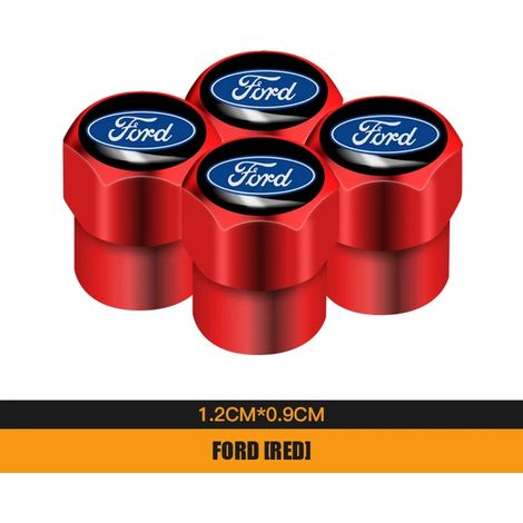 (B Rouge) 4 bouchons de valve de pneu en métal compatibles avec Focus 2, 3, Fiesta, Ecosport, Kuga, Mondeo, Everest et Escort. Pièces détachées automobiles. (1/5)