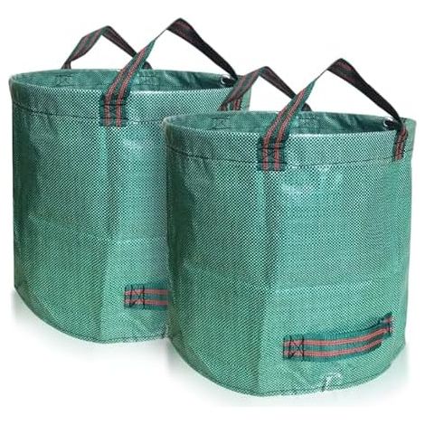 2er Set Gartensack -500L Gartenabfallsack mit extra verstärktem Boden -Heavy Duty Gartenarbeit Säcke, wiederverwendbare Mülleimer, für Gras Laub Gartenabfall Grünschnitt (500 l (2er Pack),Grün)