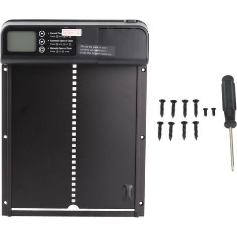 Porte Automatique pour Poulailler, Alliage d'aluminium Affichage LED avec Minuterie pour Volaille Fermier 12,6 X 9,6 Pouces (1/5)
