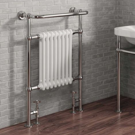 Reina Victoria Radiator Heated Towel Rail 960mm H x 675mm W White/Chrome (1/3)