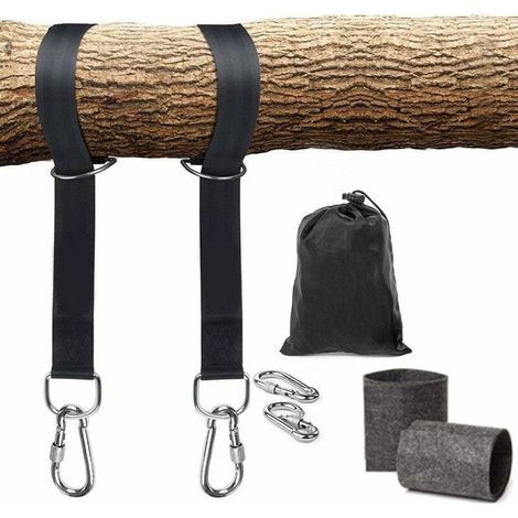 Sangles de hamac, 1 ensemble, très résistantes, 150 anneaux en D, charge maximale 1000 kg, parfaites pour les hamacs et balançoires pour enfants et adultes. (1/5)