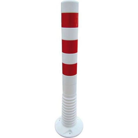 Schake Flexipfosten Ø80mm in weiß mit rot reflektierenden Streifen und Dübelbefestigung aus PUR 750mm hoch