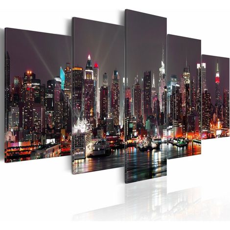 Tableau Manhattan de nuit - 100 x 50 cm (1/4)