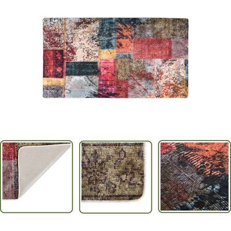 The Living Store Tapis lavable antidérapant Patchwork 190x300 cm multicolore - Tapis Design - Tapis Salon - Tapis Chambre - Tapis Multicolores - Tapis Moderne (1/5)