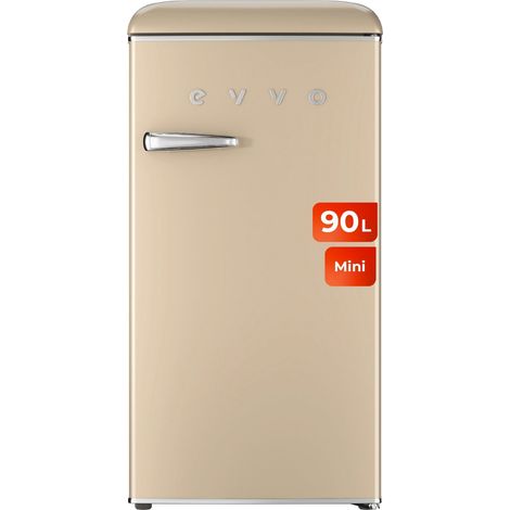 EVVO Frigorífico Mini F26 Retro Beige, 95 l, diseño vintage, bajo consumo, silencioso (1/4)