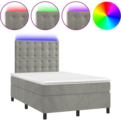 Maison Exclusive - Letto a Molle Materasso e LED Grigio Chiaro 120x190 cm Velluto (1/5)