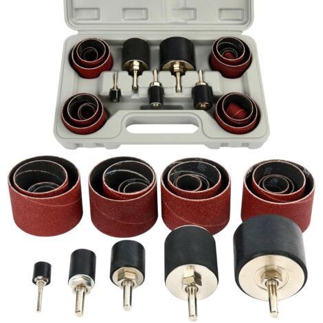 25pcs Tambour de Poncage, 80 et 120 Grain Manchon Abrasif pour Ponceuse, 1/8" et 1/4" Manchon Abrasif Tambour Poncage pour Perceuse, Outil pour Poncer le Bois, Ø12 18 23 31 50 mm (1/5)