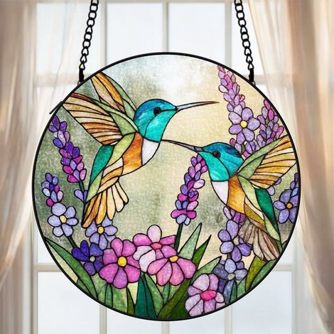 Vitrail colibri attrape-soleil 16 cm décoration suspendue fenêtre cadeau grand-mère (1/5)