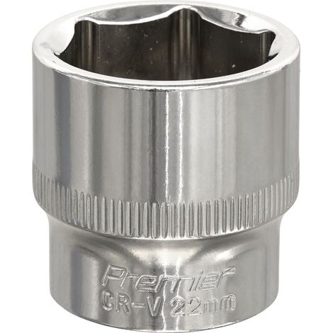 Sealey SP3822 Premier Fully Polished Socket 3/8"Sq Drive 22mm