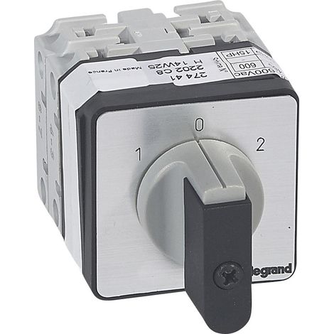 Commutateur à cames inverseur avec position arrêt 45° PR21 2 Pôles 4 contacts fixation par vis sur porte LEGRAND 027441 (1/2)
