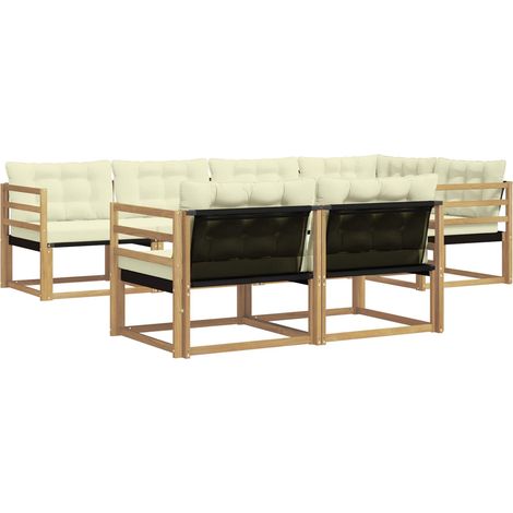 Conjunto de sofás de exterior 7 uds. Blanco y Crema vidaXL (1/5)