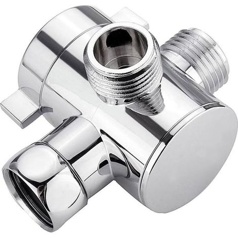 Crezuo G1/2 Zoll 3-Wege-Multifunktions-Umstellventil für Dusche, Wasserabscheider, Duschkopfadapter, Badezimmerersatzteil. - Crezuo