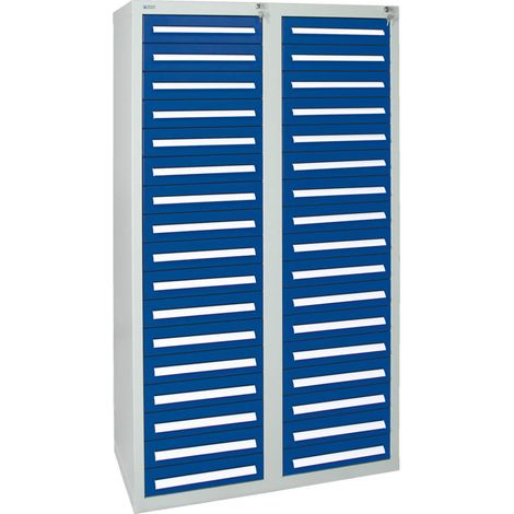 Stumpf Schubladenschrank Serie T-100/35-4, 34 Schubladen enzianblau (34x100mm) (1/3)