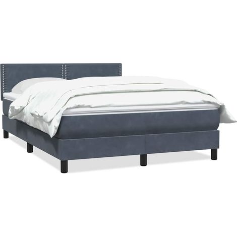 Maison Exclusive - Giroletto a Molle con Materasso Grigio Scuro 160x210 cm Velluto (1/5)