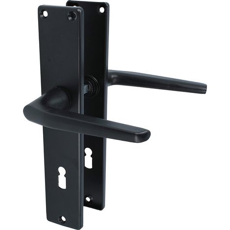 Schwarze Schildgarnitur Langschild-Türgriff Türdrücker Aluminium Türbeschlag WC