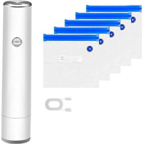 Compact machine sous vide rechargeable alimentaire portable Saver avec 5 sacs pour sous vide Meal Prep et rangement (1/5)