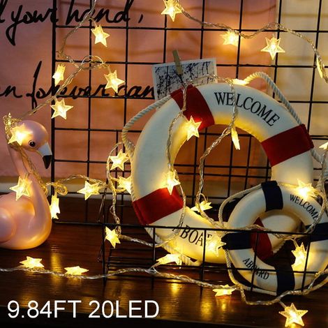Guirlande Lumineuse Étoile LED - 3 M - 20 LED - Étanche IP44 - Alimentation Piles AA - Pour Intérieur Extérieur - Décoration Noël Jardin Chambre (1/5)