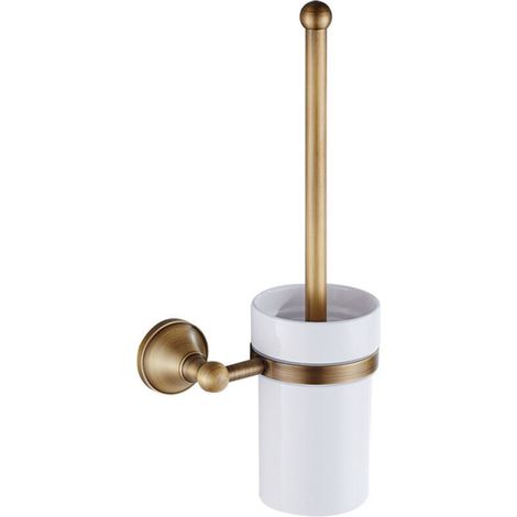 Ensemble de porte-brosse de toilette en bronze antique, accessoires de salle de bain muraux en laiton de luxe européen (1/4)