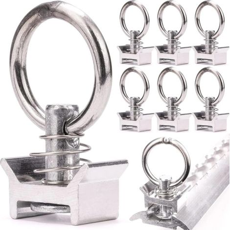Lot de 6 Ferrures D'Arrimage Simples, Pions Simples Avec Anneau pour Capacité de Charge 1000 Kg/Dan, Rail Arrimage pour Camionnette, Rail D'arrimage Aéronautique (1/5)