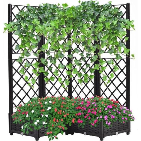 Hochbeet Rankgitter Selbstbewässerung 113x40x136cm Schwarz (1/5)