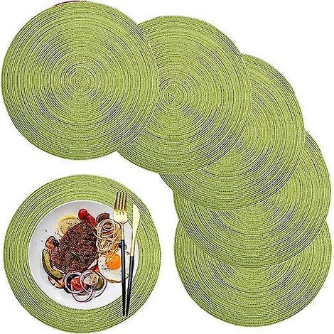 lot De 5 Sets De Table (vert Algue) 36cm, Sets De Table Ronds, Pp Tiss Lavable Rsistant La Chaleur Antidrapant (1/5)