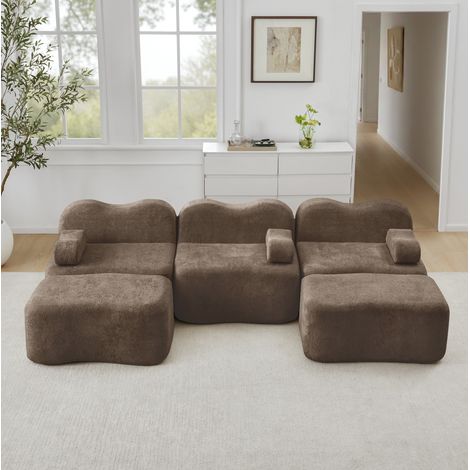 Sofá modular sin marco de terciopelo marrón OKMYHOME (1/5)