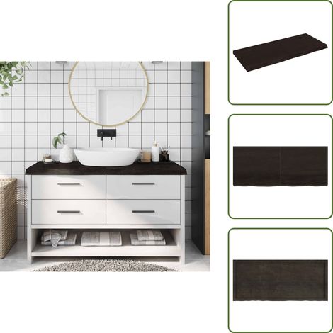 Comptoir de salle de bain marron foncé bois massif traité - Comptoir Salle De Bain - Comptoir Bois - Plan De Travail Salle De Bain - Meubles Salle De Bain - Meuble Lavabo (1/5)