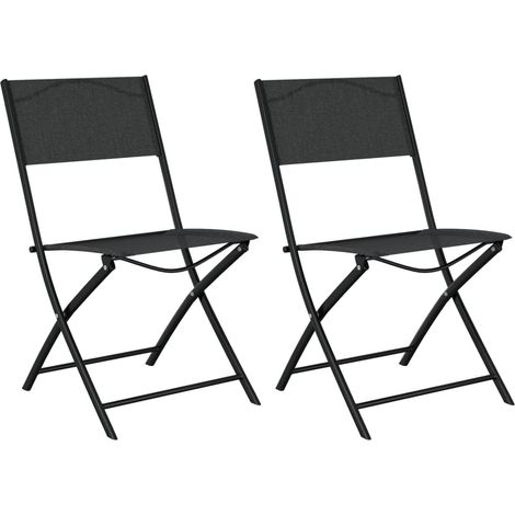 Chaises d'extérieur pliables 2 pcs Noir Acier et textilène (1/5)