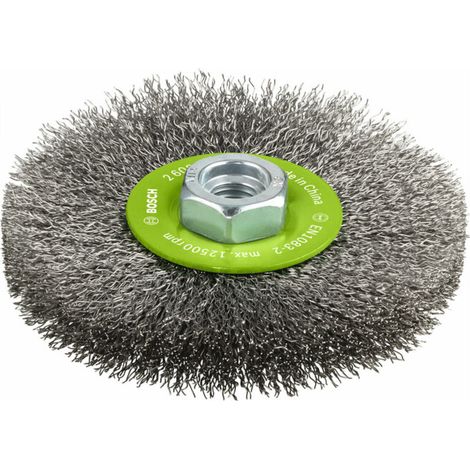 Brosse circulaire 115 mm à fils d’inox ondulés 115 mm, 0,3 mm, M14 (1/5)