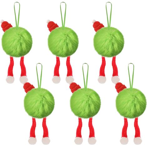 Lot de 6 boules de Noël en fourrure à suspendre, décorations originales pour sapin de Noël, accessoires de saison pour décoration de la maison (1/5)