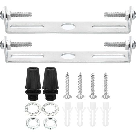 95mm Support de Fixation Plafonnier, 2 Ensemble Lumière Luminaire Montage Support Plaque Acier Barre Transversale pour suspensions Mur Lumière, avec Vis Rondelle Écrou (1/5)